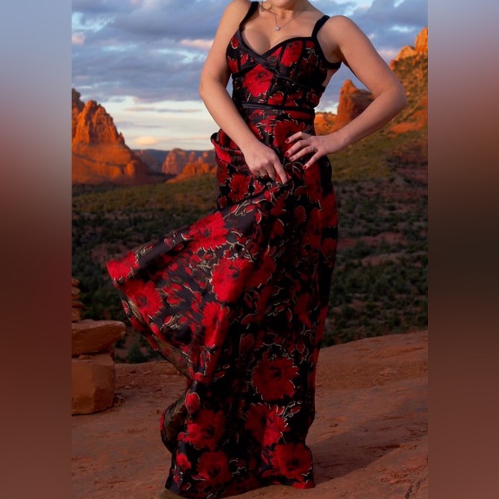 Elegant Red and Black Winter Formal Dress